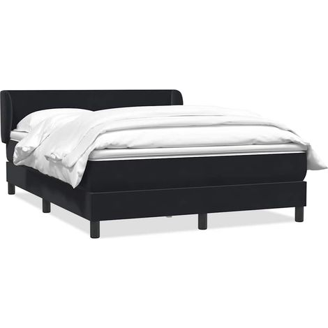 Cama box spring con colchón terciopelo negro 160x210 cm (1/5)