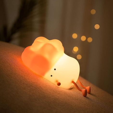 Cabbage-shaped LED night light, rechargeable silicone, touch sensor, 30-minute timer, baby's room, pink (1/4)