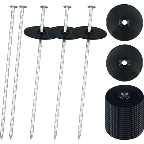 100 x Galvanized Ground Anchor Stakes Pad Disc Ground Anchor Anti Rust for Non-woven Weed Control Artificial Grass Fence Garden Stakes Film Fixing (1/5)