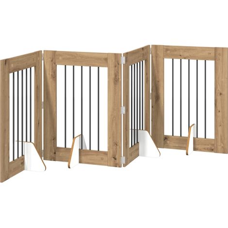 vidaXL Foldable Dog Gate with Stands 4 pcs Artisan Oak 241 cm