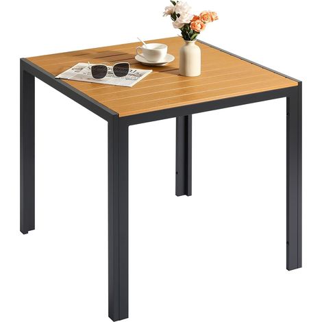 Garden Table 75x75,Square Patio Table,Outdoor Bistro(Teak+Black)
Weatherproof WPC,Aluminium Frame, Rustproof Lightweight,for Garden, Balcony, Deck (1/5)