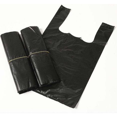 Lot de 300 sacs poubelles hygiéniques noirs pour femmes - Petits sacs poubelle de salle de bain, serviettes hygiéniques, sacs en plastique avec poignées pour la maison et la cuisine - 24 x 37 cm, noir