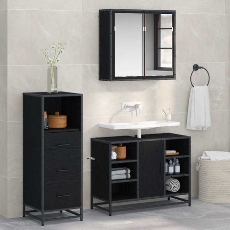 Juego de muebles de baño con cajón 3 pcs Madera envejecida