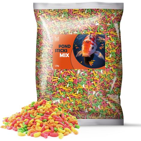 Cibo per pesci da giardino, carpe koi, bastoncini Mersjo Pond MIX 1,3 kg 9 l