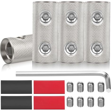 Set di 4 connettori per cavi da 0 gauge, accoppiatore per cavo batteria, connettori audio con chiave, viti (1/4)