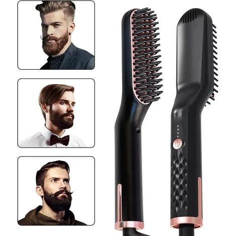 Lisseur à cheveux, peigne lisseur, lisseur à barbe pour hommes, peigne lisseur 3 en 1, lisseur à chauffe rapide en 30 secondes (1/5)