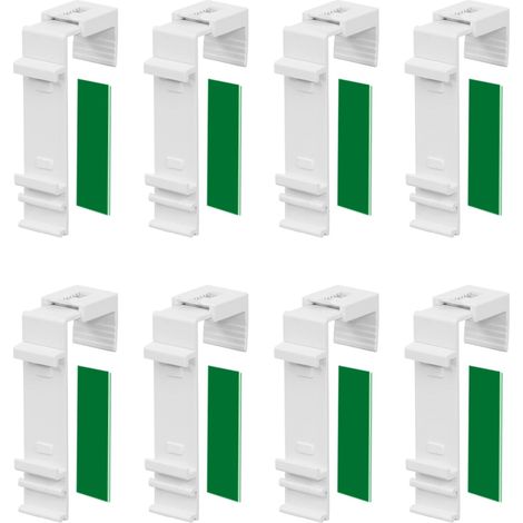 Lot de 8 Supports de Serrage Longs pour Store Double Klemmfix à Fixer et à Coller sans perçage comme Accessoire ou pièce de Rechange pour la Suspension à la fenêtre en PVC, Porte de Balcon (1/5)