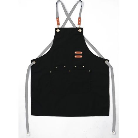 Tablier pour homme, tablier à bavette réglable avec poche, tablier de cuisine pour femme, chef, dos croisé