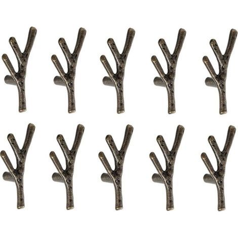 10x Poignée Meuble en Forme de Branche Poignées Armoires en Alliage de Zinc avec Vis Bronze - Trou Unique (1/5)