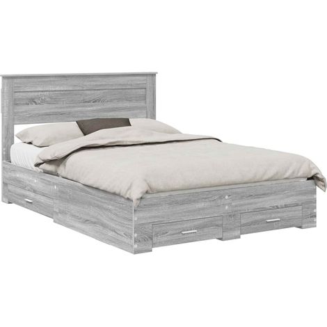 Struttura del letto con testiera Grigio Sonoma 150 x 200 cm vidaXL