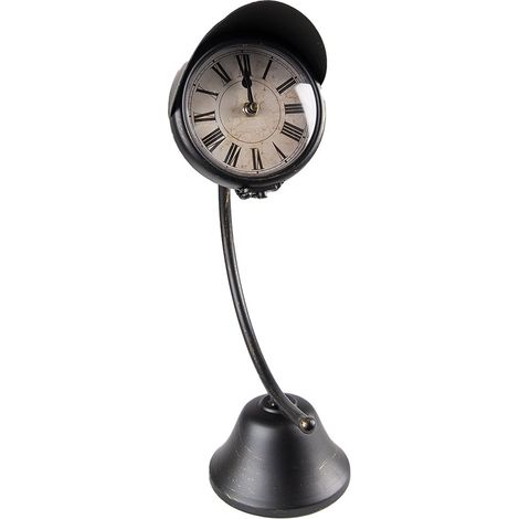 Horloge à Poser de Table en Métal Noir Style Industriel pour Intérieur 12 x 20 x 37 cm - PANGIVO (1/3)