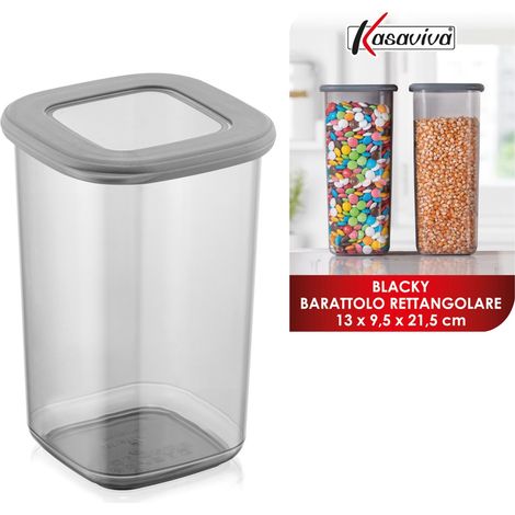 MAURY'S BLACKY BARATTOLO RETTANGOLARE 13X9.5X21.5 CM CON CHIUSURA ERMETICA