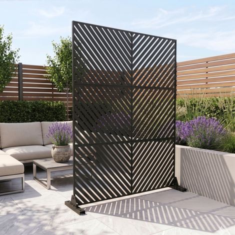 Tabique Kekan exterior acero galvanizado 180x120cm - Negro [casa.pro] (1/5)