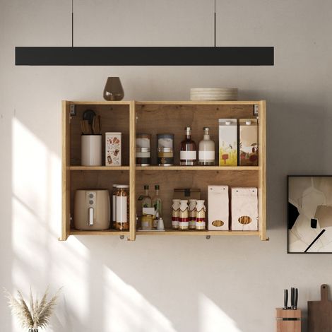 Meuble mural de cuisine à 3 portes, armoire de rangement suspendue pour salon, salle de bain et buanderie, 90 × 29 × 60 cm (1/5)