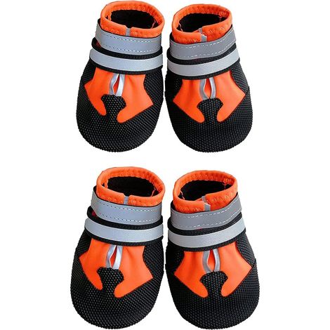 Chaussures pour chiens, protège-pattes, bottes pour chiens, antidérapantes et imperméables avec sangles réfléchissantes réglables, chaussures pour chiens d'extérieur pour petits, moyens et grands chie (1/2)