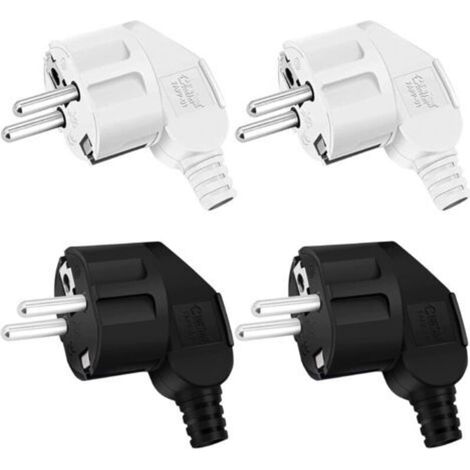 250v Fiche Electrique 4 Pièces Prise De Contact De Protection Prise De Contact Avec Terre Fiches De Contact De Protection 16a / 250v Pour Câble 8-10mm, Ip20 Pour Usage Intérieur, Noir/Blanc