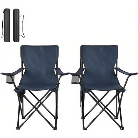 Chaise de pêche pliante, chaise de camping confortable, chaise de plage avec porte-gobelet (2 chaises d'extérieur) (1/5)