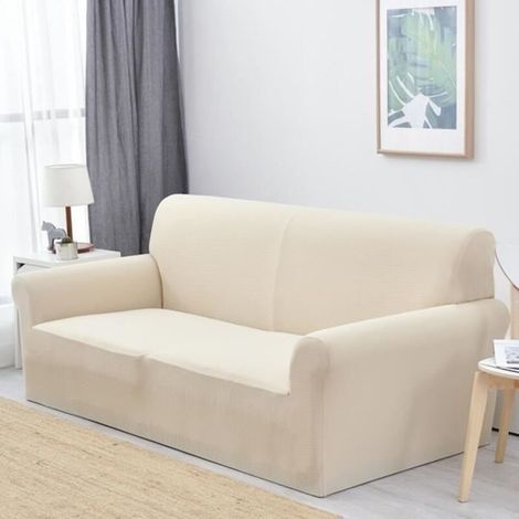(Beige)Housse de Canapé Élastique - Revêtement Étanche - 3 Places - Beige