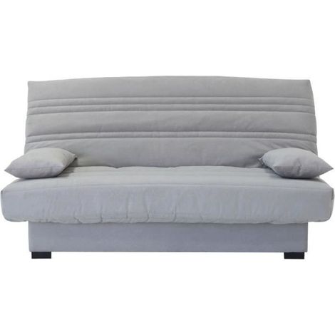 Canapé convertible clic clac 3 places – Tissu gris clair – Dimensions L199 x P96 x H103 cm – Couchage 130 x 190 cm (1/5)