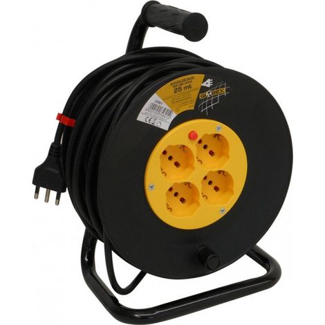 Avvolgicavo Elettrico Cavo 25 metri - Spina 16A/4 - Prese 10-16A Schuko