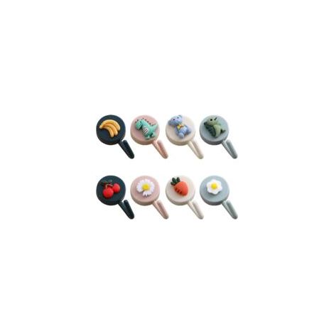 Dekorative, selbstklebende Haken mit Obst-, Tier- und Gemüsemotiven zur Wandmontage. Ideal zum Aufhängen von Mänteln, Handtüchern und Bademänteln (8er-Set).