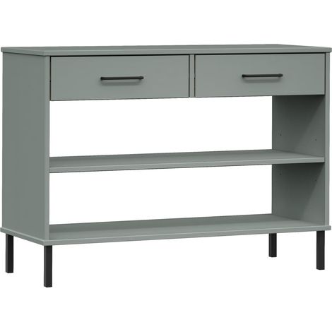 Console Cabinet with Metal Legs Grey Solid Wood Pine OSLO vidaXL (1/5)