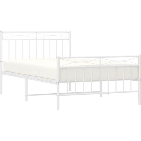 Estructura cama sin colchón con estribo metal blanco 100x200 cm vidaXL (1/5)