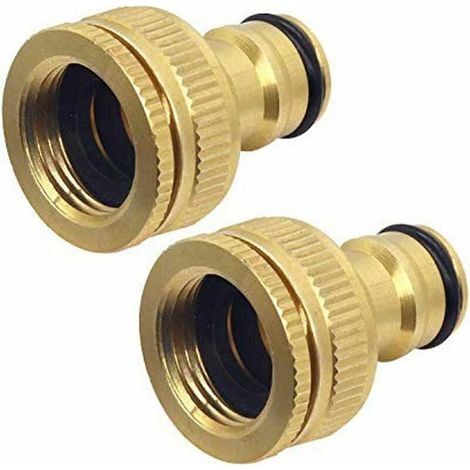CT 2 Pièces Connecteur de Robinet en Laiton Jardin, 1/2 Pouce et 3/4 Pouce 2-en-1 Adaptateur Femelle à Fente (1/5)