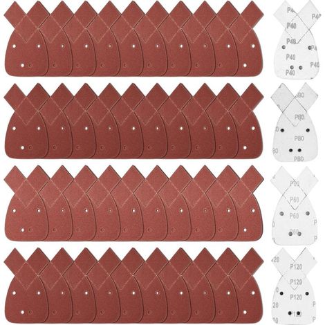 40 dreieckige Schleifblätter, Körnung 40/60/80/120, Maus-Schleifpapier für Black & Decker, dreieckiges Schleifpapier, Schleifblätter zum Holzschleifen, für Kreisschleifer (1/5)