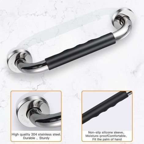 2 Pièces Poignée de Baignoire, 33 cm Antidérapante Barre d'appui de Salle de Bain, Barre d'Appui en Acier Inox Murale Poignée de Douche pour Personnes Âgées/Handicapées/Enfants/Encein (1/3)