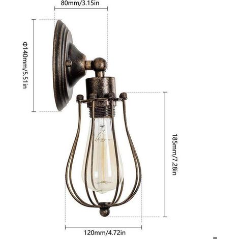 Lampe murale vintage métal AUCUNE, anti-rouille, éclairage intérieur extérieur (1/3)