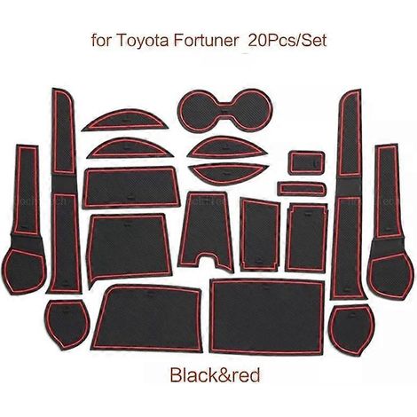 Rutschfeste Türablage-Einlegematte aus Gummi für Toyota Fortuner SW4 SR5 AN150 AN160 (2016–2020) – Rot