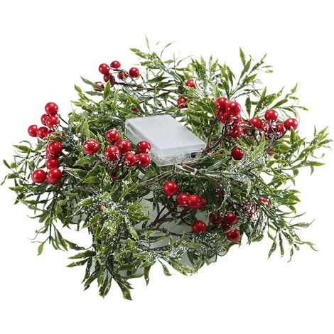 Guirlande Artificielle Lumières LED avec Baies Lumières LED De Feuilles Féeriques Pour Intérieur Et Extérieur Maison Escaliers Porche Manteau Maison De Campagne Fête Table (1/5)