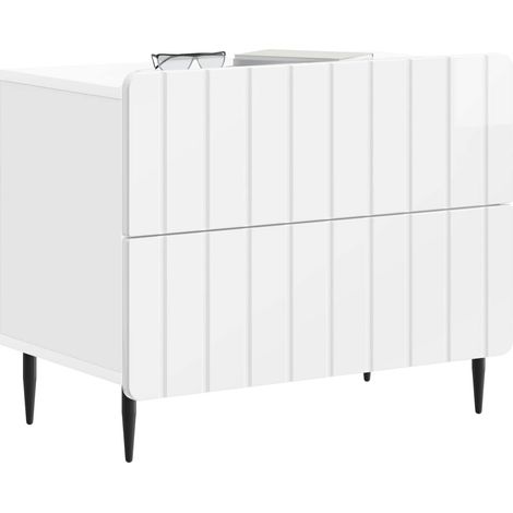Maison Exclusive - Armadio da Notte con cassetto Bianco Lucido 62 x 34,5 x 49,5 cm