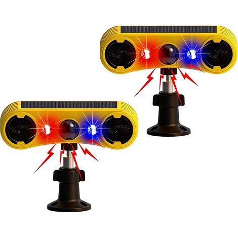 Alarme de détecteur de Mouvement Solaire extérieur - Alarme sonore de Coup de feu d'aboiement de Chien, 2 129 DB de Puissance, 4 Modes, lumière Rouge et Bleue (2 Pack) (1/5)