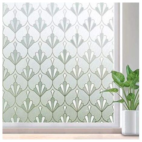 Film pour Vitre Electrostatique, Film Fenetre Anti Regard Occultant Fenêtre Non Adhésif Reutilisable Dépoli Opaque Motif Fleur, Bureau Maison Salle de Bain Chambre Cuisine 40x200cm (1/4)