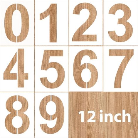 10 Pcs grands pochoirs à chiffres, 30 cm En plastique réutilisable 0 à 9 Pour adresse de trottoir, Marquage des places de garage, des numéros de maison, des boîtes aux lettres (1/5)