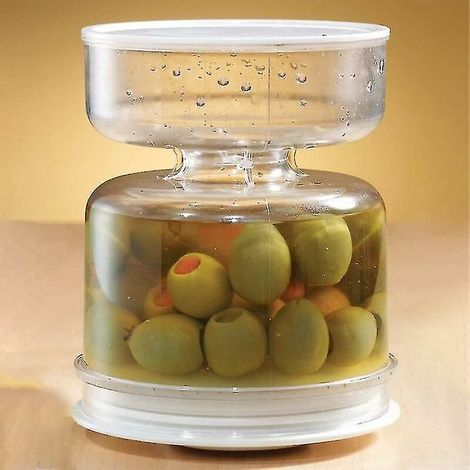 CREA Pickle & Olive Jar Container With Strainer Leak-proof Sealed Plastice For Home