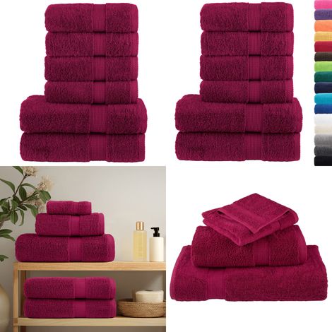 6 tlg. Premium-Handtuch-Set SOLUND Bordeaux 600 g/m² - Baumwolle - Handtücher - Badetücher - Duschtücher - Bordeaux Rot - Home & Living (1/5)