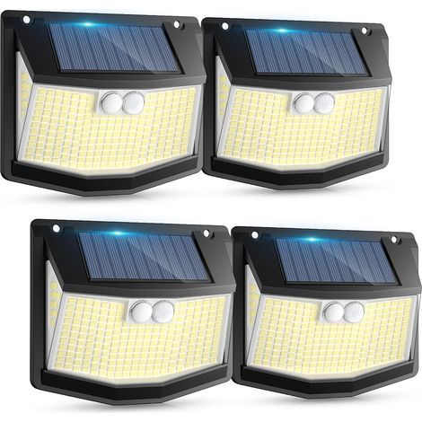 Lampe Solaire Exterieur Détecteur Mouvement: 248 LED Lumiere Solaire Extérieur avec Détecteur de Mouvement 3 Modes 270° Eclairage IP65 Etanche Spot Exterieur Mural Applique pour Jardin Garage 4 Paquet (1/5)