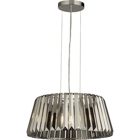 Lampadario Contemporaneo Tiara Acciaio Cromo Cristallo Fumè 5 Luci E14 (1/5)
