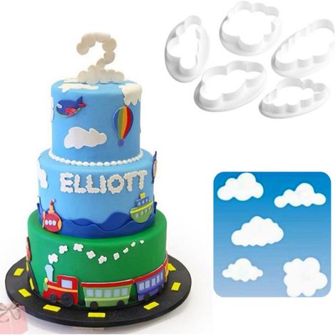 Cutter Nuage - En Plastique - Pour Pâte À Sucre Et Glacage - Forme Nuage Mouton Arbre - 5 Pièces (1/5)