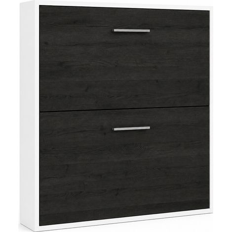 Lit escamotable superposé SOPHIA – renforcé – Spécial location meublée 2 matelas 80x190 Blanc-2 matelas 80x190-80x190-Cadre Blanc-Façade Carbone (1/5)