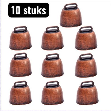 Lot de 10 cloches - Cloche en forme de vache - Cloche en forme d'ours - Cloche en métal - Cloche rétro pour animaux de compagnie, Thema Noël - Horloges brillantes pour Animaux et Décoration - Bronze r (1/5)