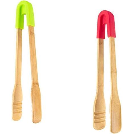 Küchenzange aus Holz, 2er-Set, Toasterzange, Grillzange aus Holz, Küchenzange aus Holz, Speisezange für Toaster, Salate, Grillfleisch, Gebäck (1/5)