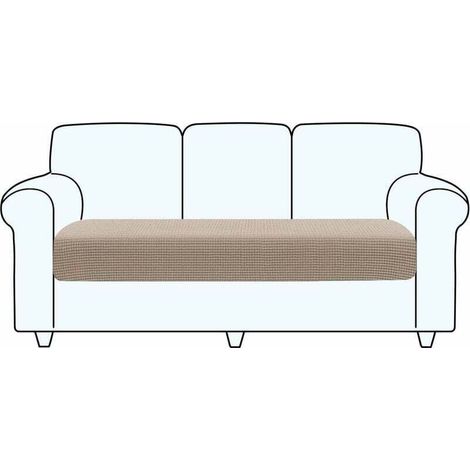 MUMU High Quality Stretch Sofa Cover Washable Sofa Seat Cushion Protector (3 Seater, Khaki) (1/4)