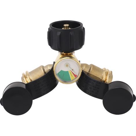 Répartiteur de gaz Propane à 2 voies en laiton POL au Type Qcc1 Y avec jauge pour radiateurs de gril de Barbecue (1/4)