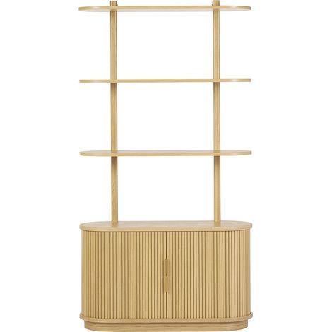 Libreria in legno chiaro di rovere con 2 ante scorrevoli L90 cm EPIC