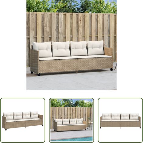 Sonnenliege - Sonnenliege mit Kissen Beige Poly Rattan (1/5)