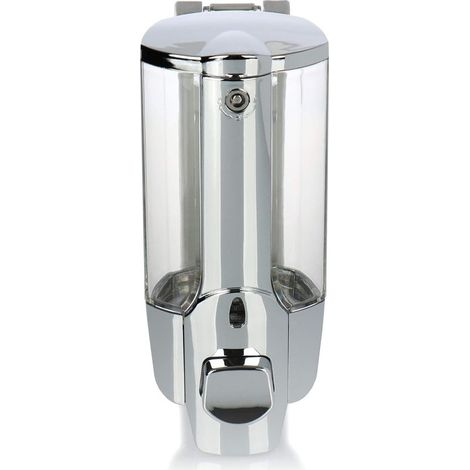 Distributeur de savon mural rechargeable - Design chromé - 85 x 85 x 190 mm Capacité de 500 ml, pratique pour la salle de bain (1/3)